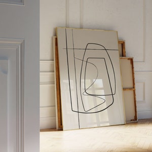 Line Extra Large Abstract Art, Modern Line Drawing Print, Modern Minimalist Wall Art, Bedroom Wall Decor