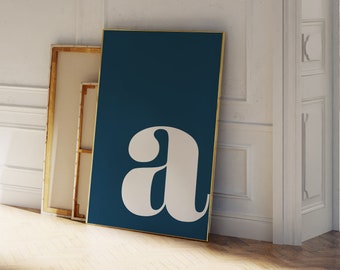 Letter A Print, Initial Print, Letter A Wall Décor, Toddler Room Decor, Nursery Wall Art Boy, Navy Wall Art, Monogram Print, A Poster