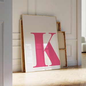 Letter K Poster - Letters Print - Big Letters For Wall - Letters For Nursery - Capital Letters Wall Decor - K Name Initial - Pink Wall Art