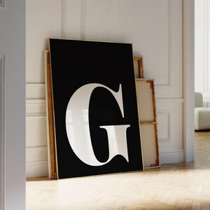Póster de la letra G, impresión inicial G, decoración para habitación de adolescente, dormitorio preppy, arte mural estético, arte mural moderno, impresión del alfabeto, decoración de habitación infantil para niño