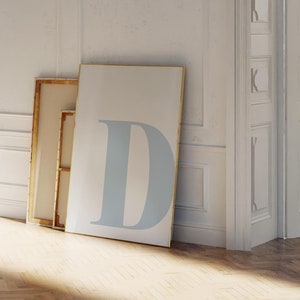 Póster con la letra D, impresión personalizada con el nombre inicial, letras para guardería, decoración de dormitorio universitario, letrero con letras del alfabeto