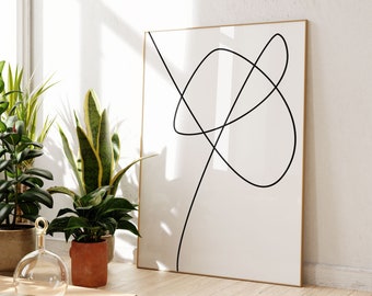Abstract Lines Print - Continuous Line Drawing Art- Contour Lines Drawing Poster - Minimal Line Art - Black and White Wall Art