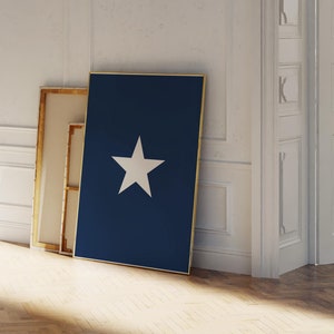 Blue Star Poster, Navy Blue Wall Art, College Dorm Decor, Blue Preppy Wall Art, Cute Apartment Decor, Room Decor Aesthetic, Teen Boys Decor