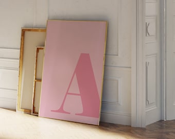 Letter A Poster, A Initial, Big Letters for Wall, Alphabet letter Art, Letters for Nursery, Pink Wall Art, Capital Letters, Pastel Poster