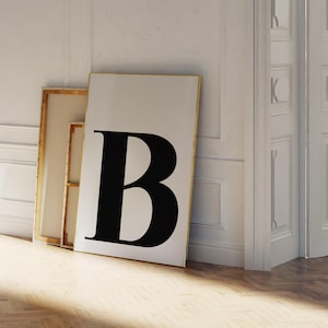 Monograma de la letra B, apellido B, inicial moderna, signo de letra del alfabeto, póster de apellido, impresión de género neutro, impresión para habitación de bebé
