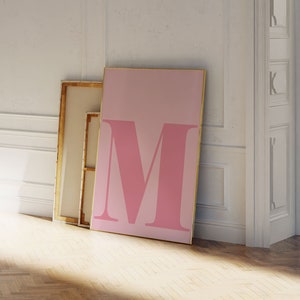 Pink Wall Art, Letter M Poster, Preppy Room Decor, M Initial Print, Dorm Room Decor, Cute Pink Wall Art, Single Letter Print