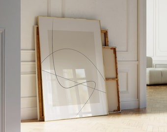 Abstract Line Drawing - Earth Tone Wall Art - Neutral Abstract Art Print - Simple Line Art - Modern Boho Decor
