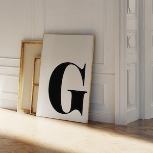 Monograma de la letra G, letra del apellido, inicial moderna, letrero con la letra del alfabeto, póster de apellido, impresión de género neutro, impresión para habitación de bebé
