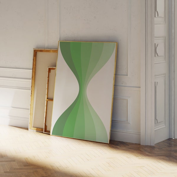 Stampa d'arte moderna di metà secolo - Stampa d'arte verde - Stampe retrò da parete - Poster di metà secolo - Stampa d'arte geometrica da parete