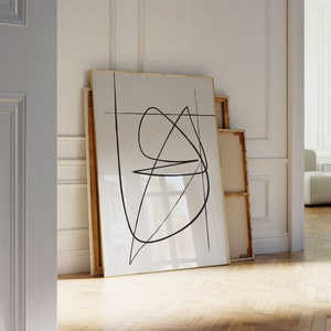 Abstract Lines Print - Fine Line Poster - Large Size Art - 4x6 Black And White Print - Line Drawing Wall Art - Above Couch Wall Decor *