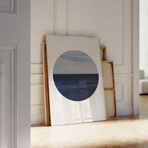 Ocean Photography Prints - Circle Wall Art - Seascape Posters - Coastal Wall Art Printables - Sea and Sky - Beach Cottage Decor