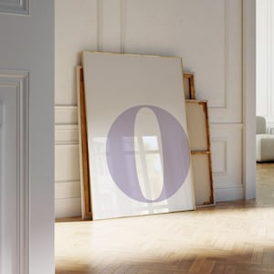 Impresión de la letra O - Póster de letras individuales - Arte mural lavanda - Póster O - Letras grandes para pared O - Arte con letras del alfabeto - Letras para guardería