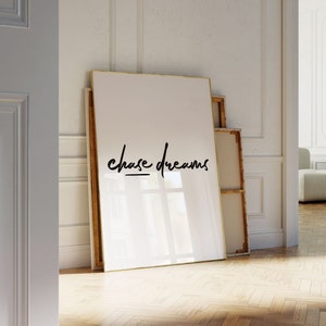 Boho Chic Decor - Boho Artwork -  Chase Your Dreams - Bedroom Wall Art Quotes - Minimalist Typography - Bedroom Printable Art