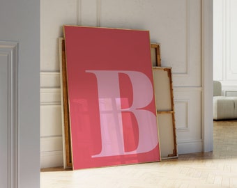 Hot Wall Art Prints, Letter B Poster, Preppy Room Decor, Blush Pink Wall Art, Dorm Room Decor, Teen Girl Room Decor, Initial, Girly Wall Art