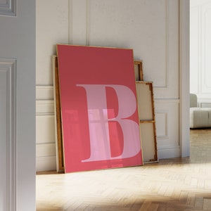 Hot Pink Wall Art, Letter B Poster, Preppy Room Decor, Blush Pink Wall Art, Dorm Room Decor, Teen Girl Room Decor, Initial, Girly Wall Art