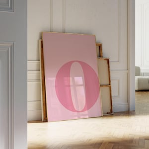 Póster de la letra O, decoración de dormitorio de niñas, decoración estética de dormitorio universitario, arte de pared preppy, arte de pared con la inicial O, arte de guardería de niñas, letra O del alfabeto