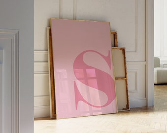 Letter S Poster, Preppy Room Decor, S Initial Wall Art, Cute Apartment Decor, College Dorm Decor, Blush Pink Art, Bathroom Décor, Teen Girl