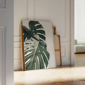 Leaf Photography - Tropical Leaf Print - 8x10 Botanical Print - Green Leaves Wall Art - Monstera Deliciosa - Lv room Decor - Artwork Poster*