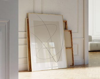 Abstract Line Poster - Earth Tone Wall Art - Above Sofa Art - Modern Line Art - Minimal Line Drawing Print - Living Room Wall Art