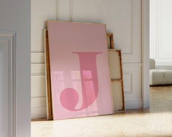 Letter J Poster, Preppy Room Decor, J Initial Wall Art, Cute Apartment Decor, College Dorm Decor, Blush Pink Art, Bathroom Décor, Teen Girl