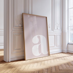 Letras grandes para pared, arte imprimible para pared de guardería, letras para dormitorio, decoración de dormitorio infantil, letra A
