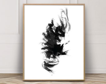 Black and White Art Brush Strokes Abstract Gallery Wall Large Artwork Minimalist Printable Contemporary Decor Modern Prints 24x36 Print
