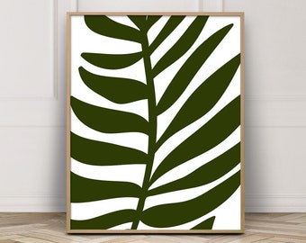 Palm Frond Art - Tropical Leaf Poster - Tropical Wall Art - Palm Leaves Print Art - Botanical Poster - Dark Green Wall Art