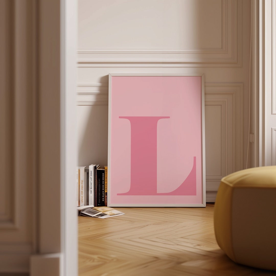 Pink Wall Art, Letter L Poster, Preppy Room Decor, L Initial Print ...