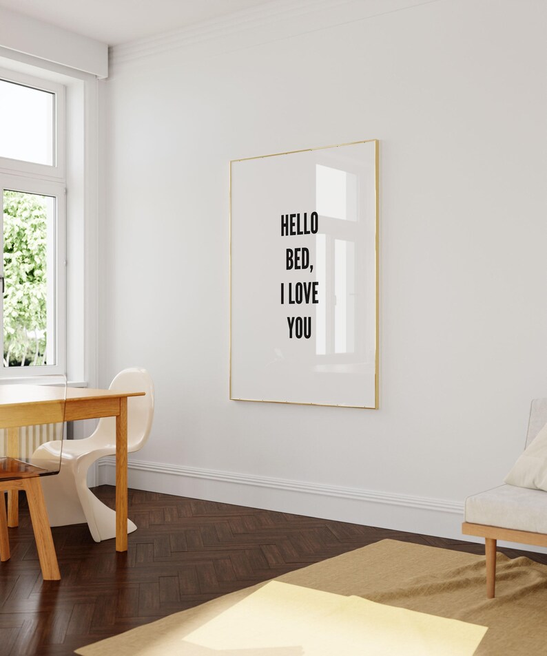 Wall Decor, Hello Bed I Love You, Cute Apartment Decor, Above Bed Art, Master Bedroom Print, Extra Large Wall Art, Scandinavian Prints image 4