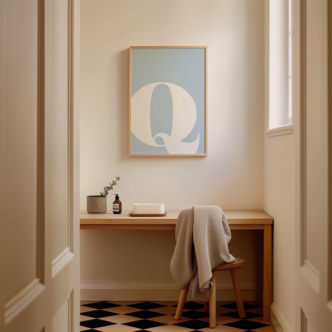 Letter Q Print - Single Letters Poster - Q Poster - Light Blue Wall Art ...