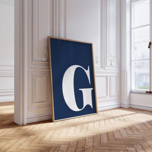 Letter G Poster, Initial Print, Letter G Wall Décor, Large Letter Prints, Toddler Room Decor, Nursery Wall Art Boy, Navy Wall Art, Teen Girl