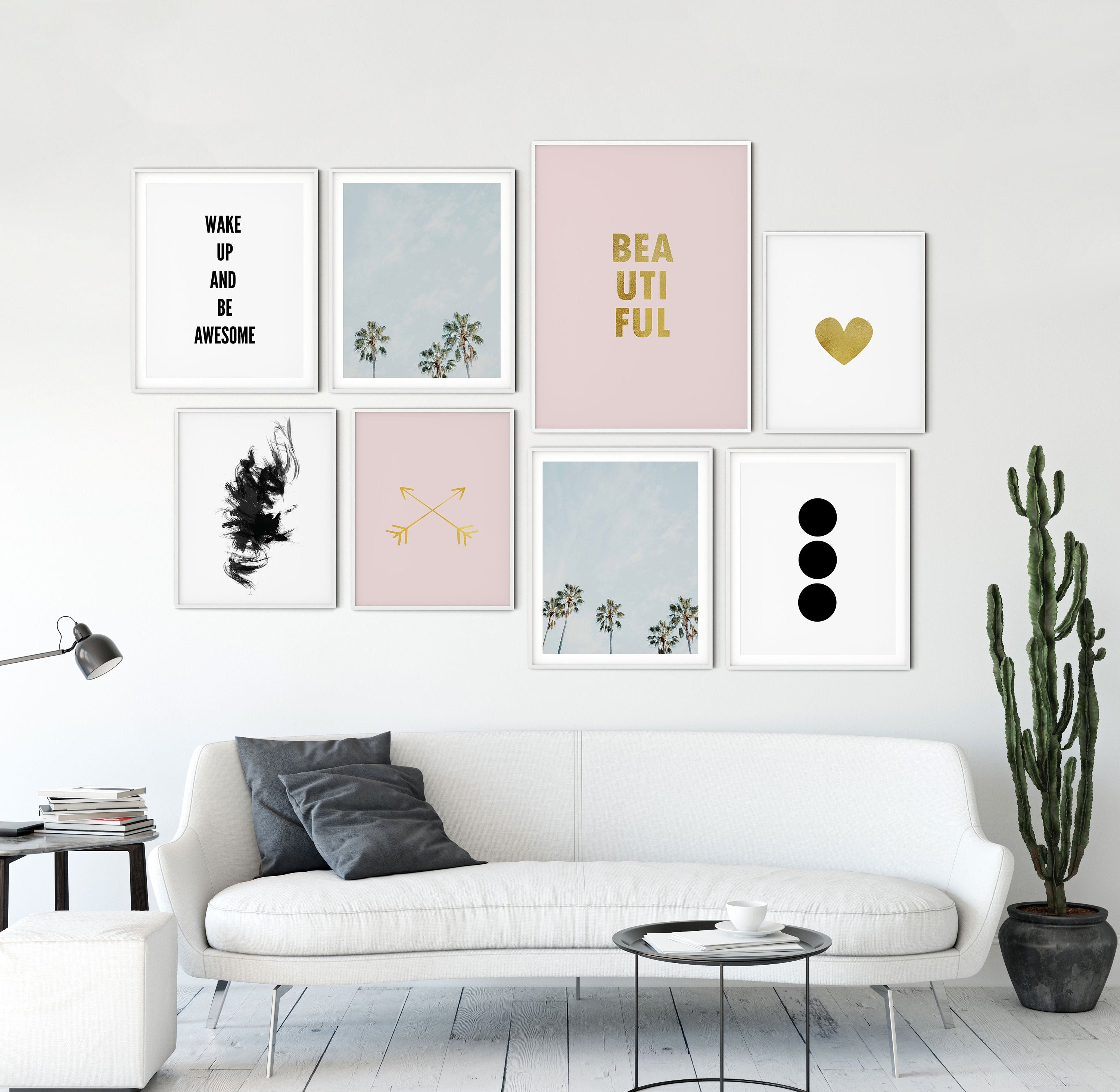 Gallery Wall Set - Blush Pink Wall Ar...
