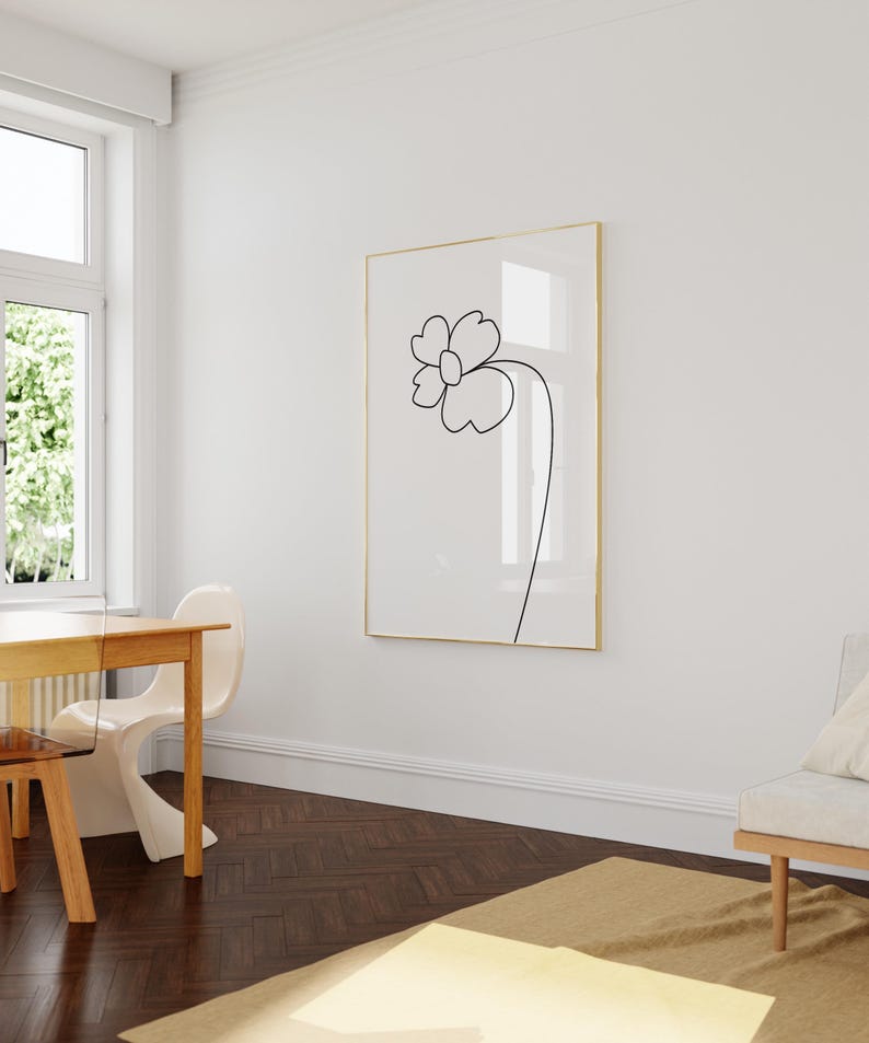 Floral Line Art Print - Minimalist Flower Sketch (Digital Download) image 6