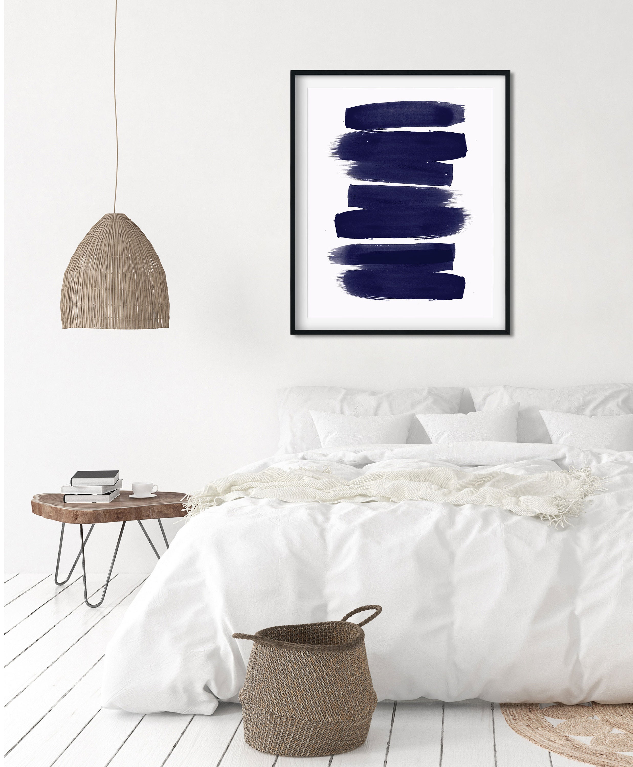 Abstract Wall Art Navy Blue Wall Art Abstract Watercolor Brush Etsy