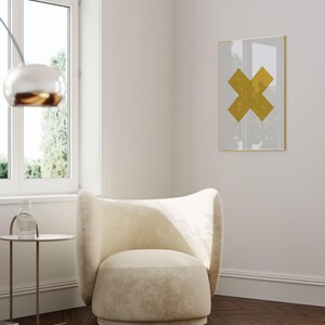 Geometrische Wandkunst, Affiche Scandinave, Geometrischer Druck, Gold Senf Wandkunst, Minimalistische Kunst, Wohnzimmer Kunst, druckbare Kunst Bild 6