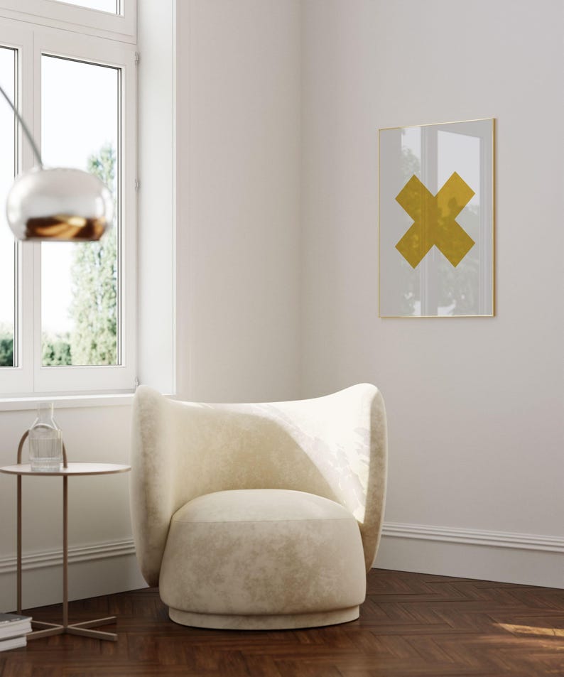 Geometrische Wandkunst, Affiche Scandinave, Geometrischer Druck, Gold Senf Wandkunst, Minimalistische Kunst, Wohnzimmer Kunst, druckbare Kunst Bild 6