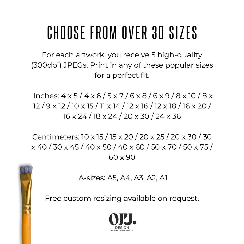 This listing is for a set of high-quality JPGs that can be printed in many popular sizes for a perfect fit.
