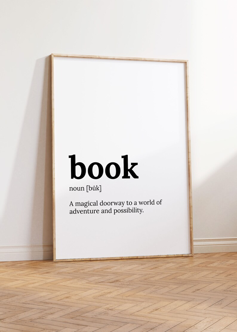 Book Lovers Gift Definition Print Literary Gift Print Etsy