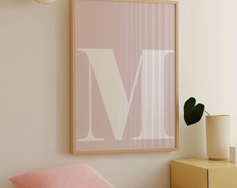 Letter M Wall Art – Modern Monogram Print, Alphabet Initial Poster, Nursery Name Sign, Digital Download