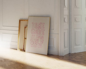 Aesthetic Self Care Poster, Trendy Bedroom Dorm Decor (Digital Download)
