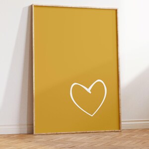 Mustard Heart Art Print – Minimalist Bedroom Decor (Digital Download) image 4