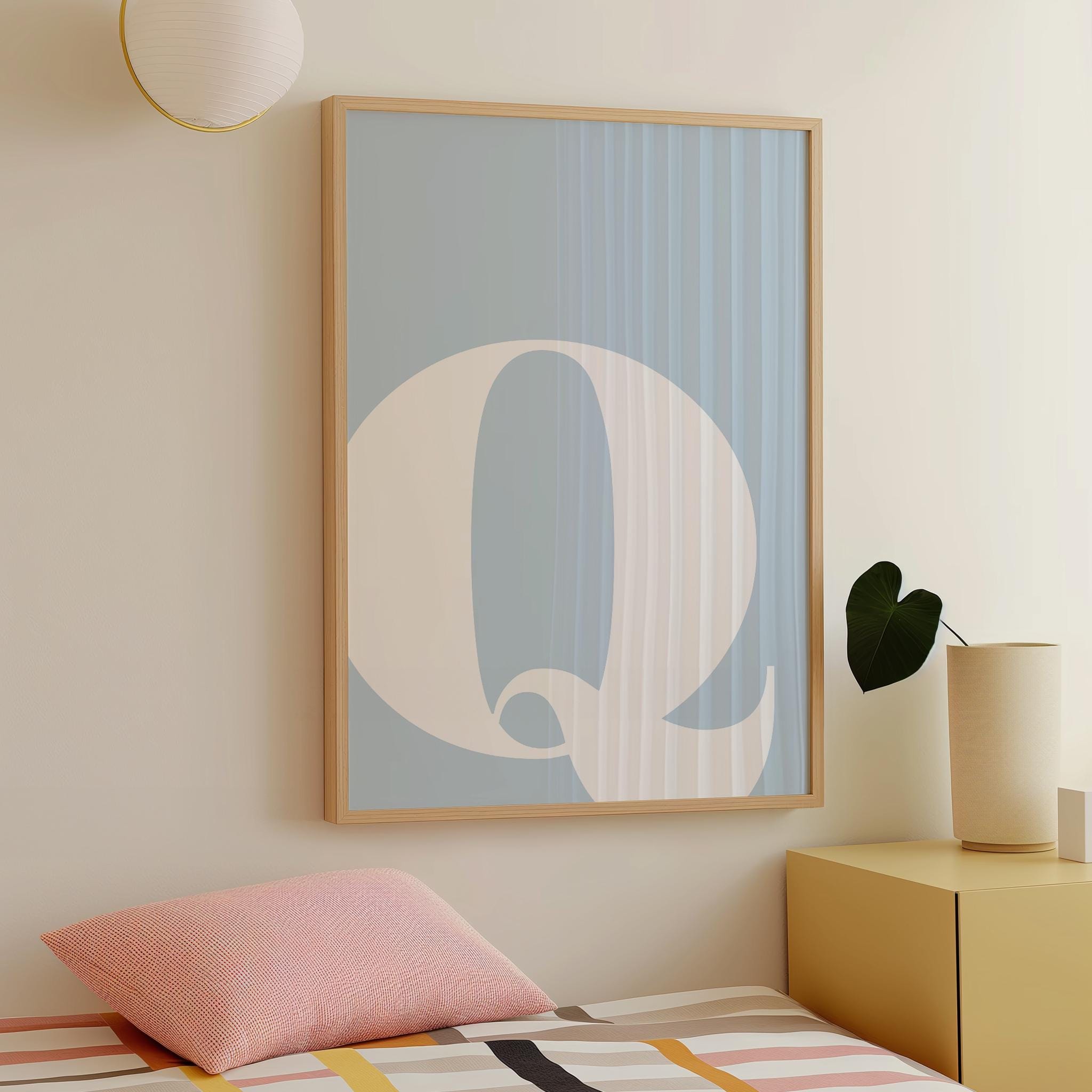 Letter Q Print - Single Letters Poster - Q Poster - Light Blue Wall Art ...