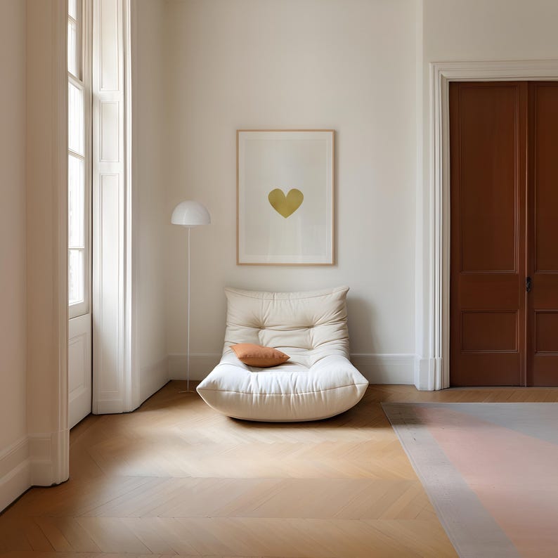 Gold Heart Wall Art – Metallic Print, Love Poster for Bedroom or Nursery (Digital Download) image 2