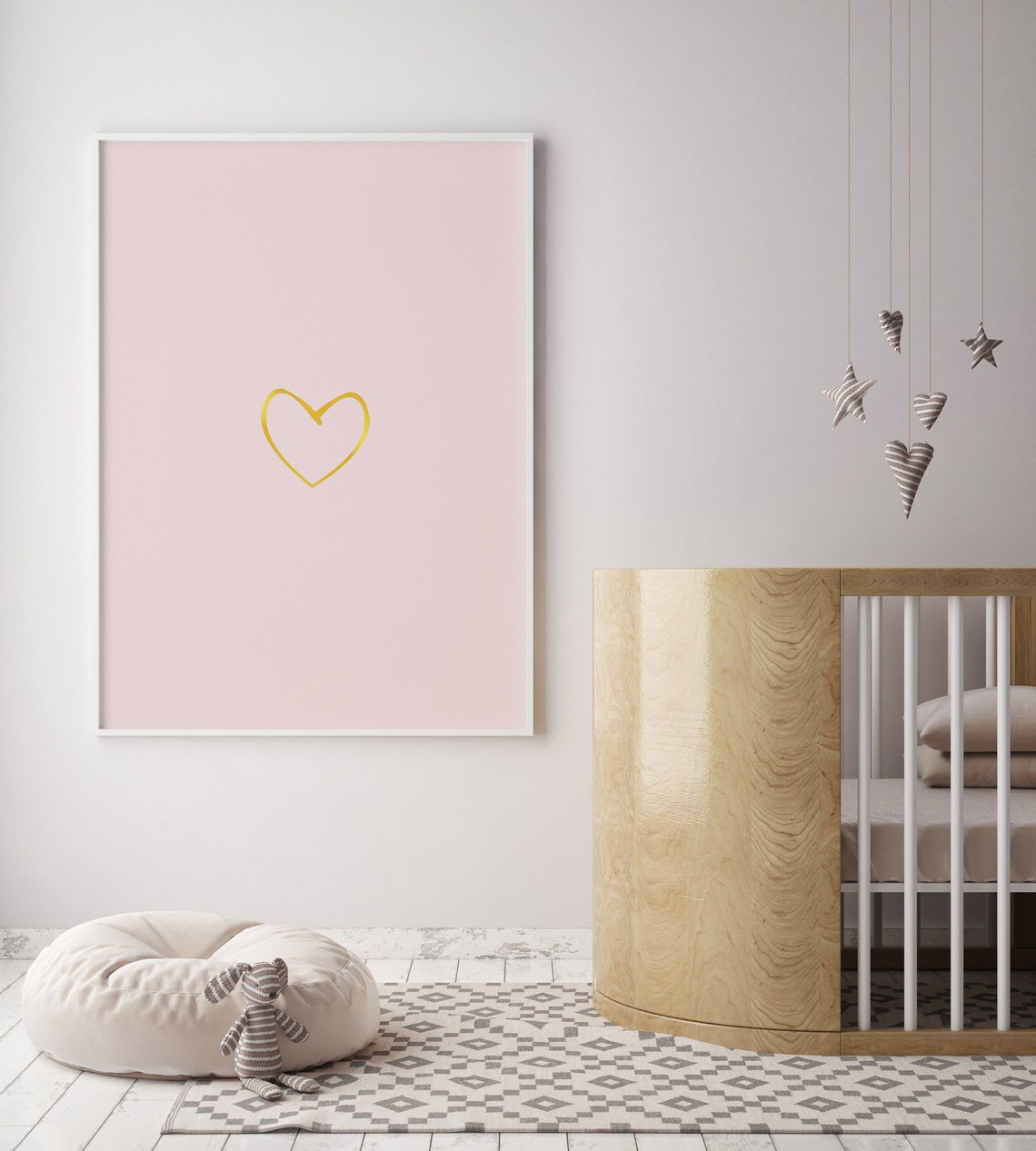 Pink and Gold Wall Art Gold Heart Wall Decor Love Poster Etsy