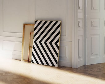 Geometrische schwarz weiß Kunstdruck, skandinavische moderne Wanddekoration, minimalistischer digitaler Download
