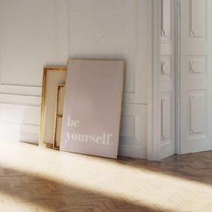 Be Yourself Quote Print: Blush Pink Pastel Art (Digital Download)