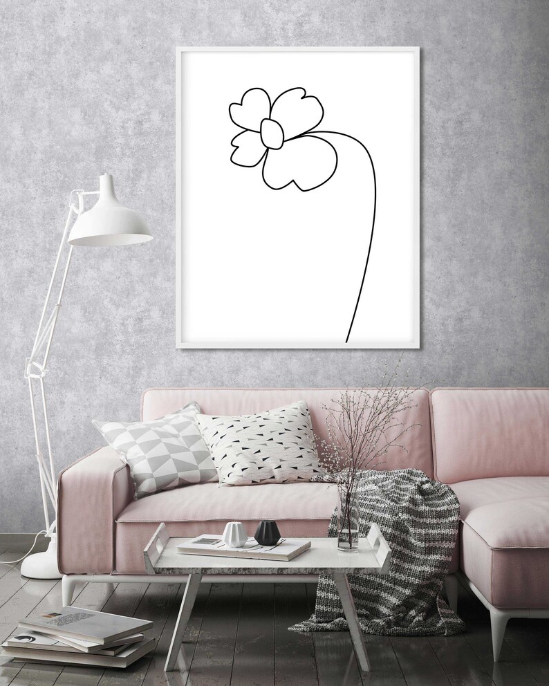 Flower Sketch Prints Flower Drawing Print Line Etsy