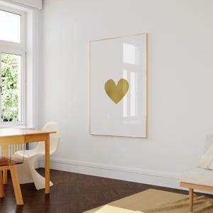 Gold Heart Wall Art – Metallic Print, Love Poster for Bedroom or Nursery (Digital Download) image 5