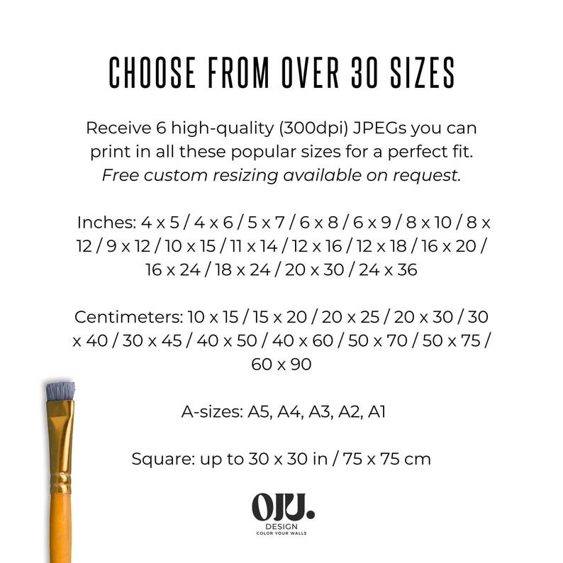 This listing is for a set of high-quality JPGs that can be printed in many popular sizes for a perfect fit.