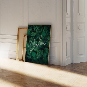 Printable poster - neon calm set among green leaves